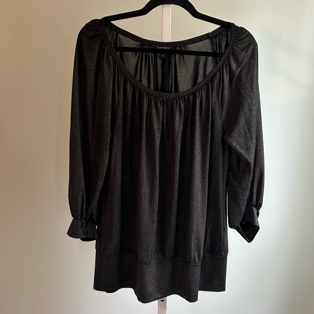 Karen Kane Pewter Sparkle Long Sleeve Top